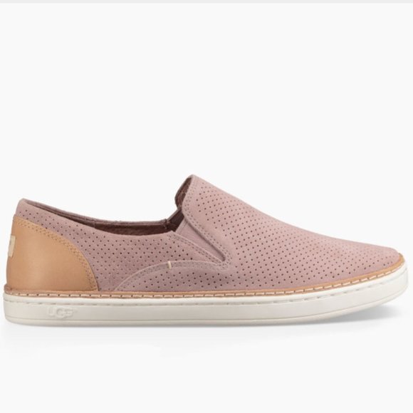 UGG Adley Perforated Suede Leather Slip-on Sneaker Size 10 Dusty Pink - Picture 1 of 11
